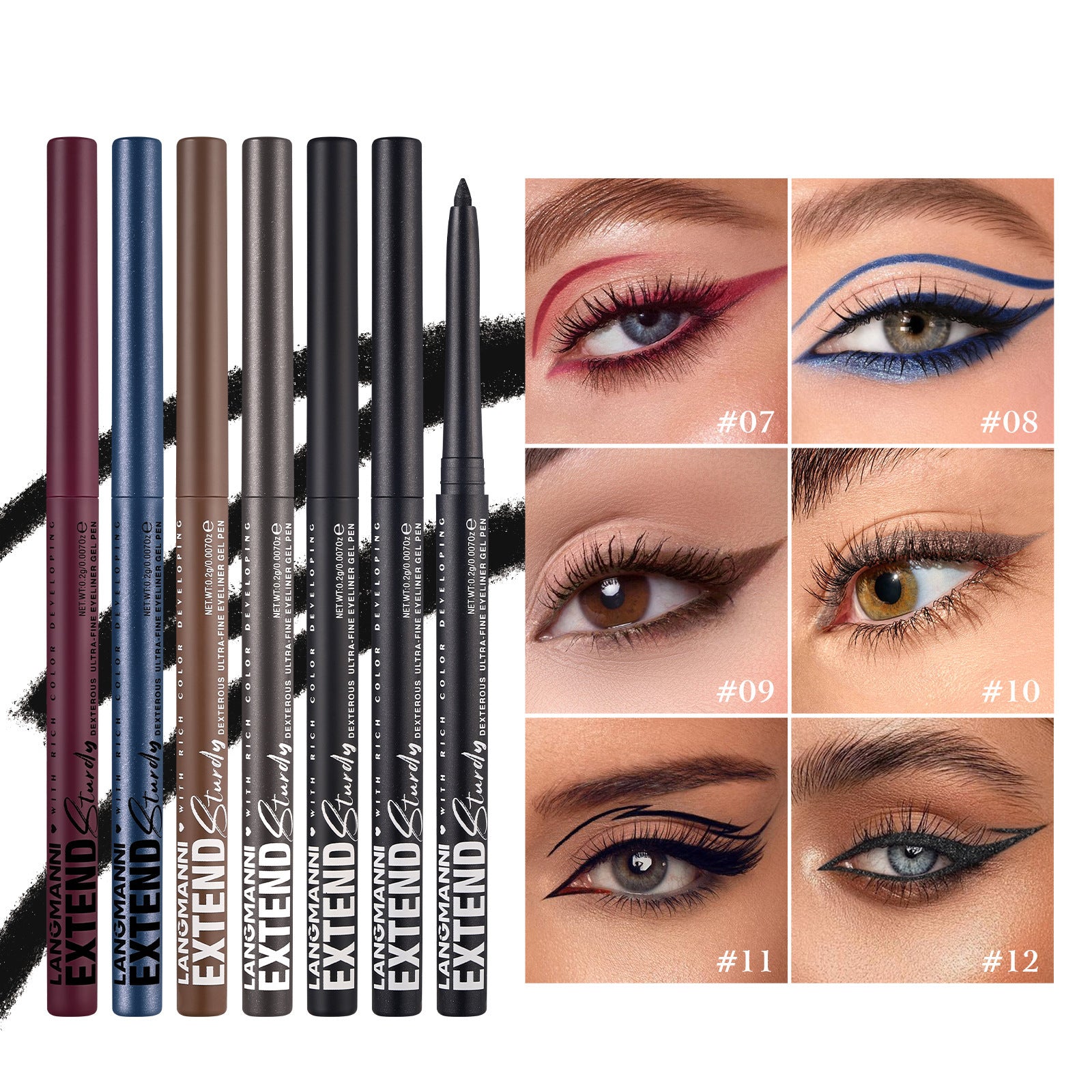 Colorful  Glitter Eyeliner Pencils Waterproof & Smudgeproof For Party, Halloween, Cosplay Makeup 12 Vibrant Shades